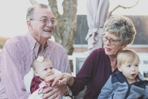 Grandfather and Grandmother laughing with grandchildren - grandparents rights in Mississippi